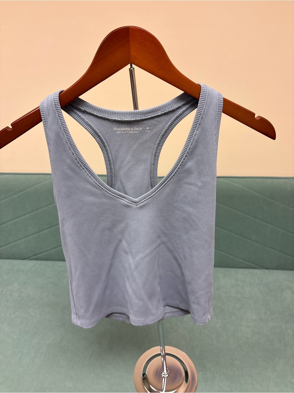 Abercrombie & Fitch Light Blue Ribbed Racerback Tank